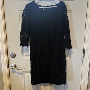 Chic Black Lace Long Sleeve Dress